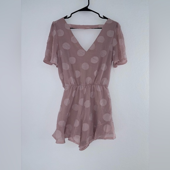 Blush Girly Pink Polka Dot Romper - Picture 11 of 12